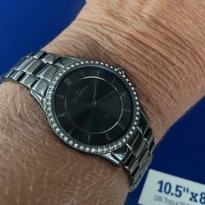 Skagen Gunmetal Gray Crystal face Women's Link Watch